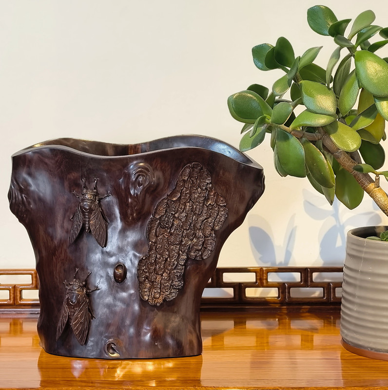 大紅酸枝一鳴驚人樹杈擺件 